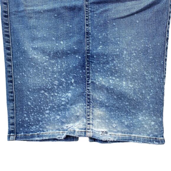 New Citizens of Humanity Denim Bleach Splatter Destroyed Pencil Jean Skirt 27 - Picture 7 of 14